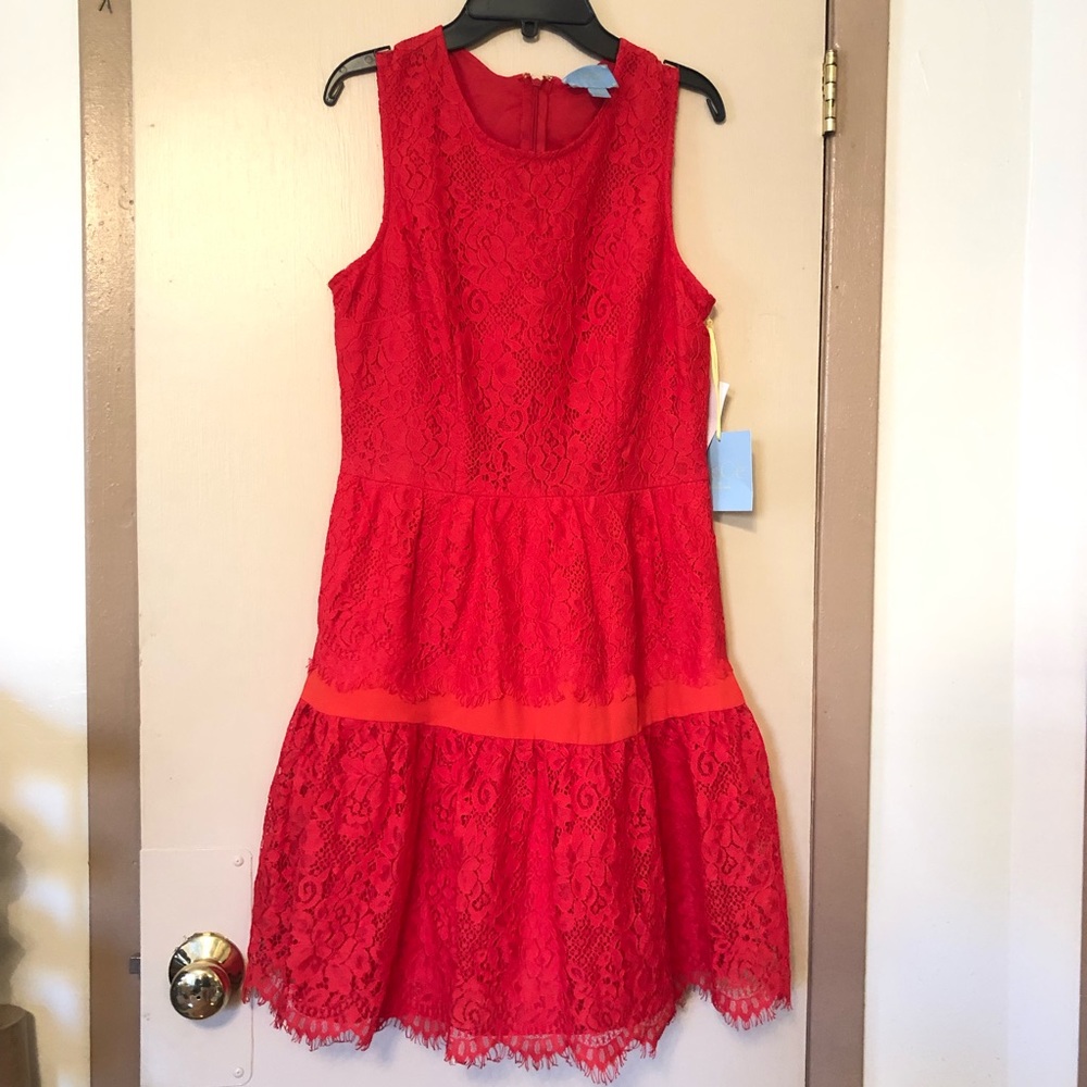 NWT Cece by Cynthia Steffe lace red dress in sz 4.